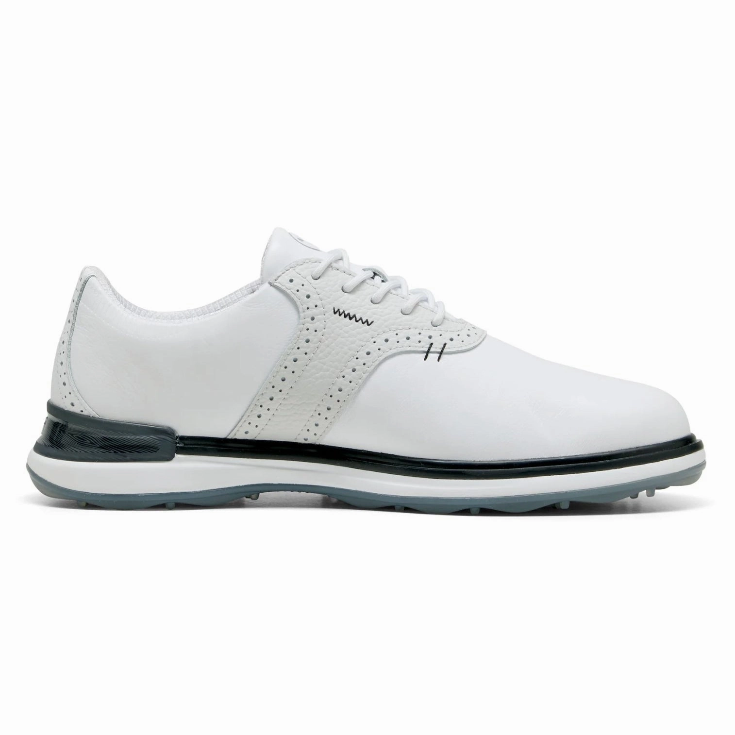 Puma AVANT Wingtip Spikeless Golf Shoes - White/Feather Grey/Black Soft Grip Golf Shoes