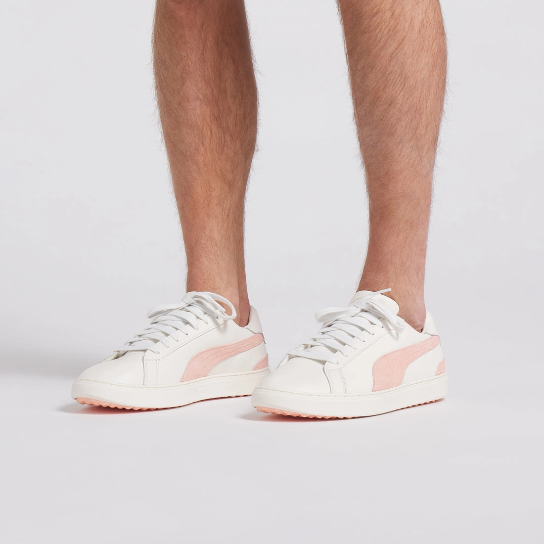 Puma Classic G Peaches Spikeless Golf Shoes - Warm White/Tropical Peach Soft Grip Golf Shoes
