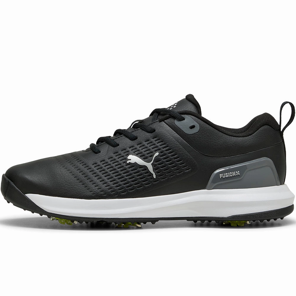Puma Fusion Plus Spiked Waterproof Shoes - Black/White Golf Tour Performance
