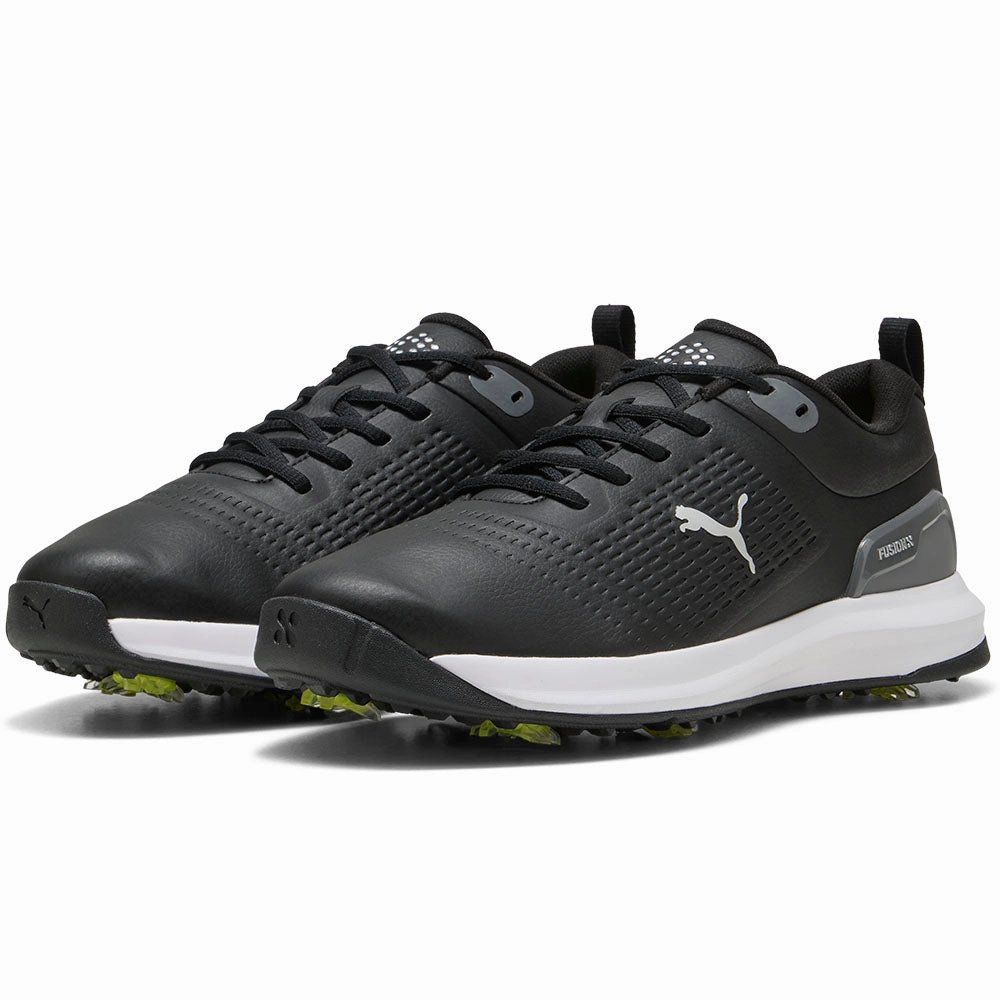 Puma Fusion Plus Spiked Waterproof Shoes - Black/White Golf Tour Performance