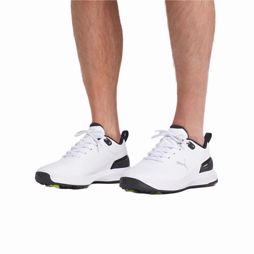 Puma Fusion Plus Spiked Waterproof Shoes - White/Black Golf Tour Performance