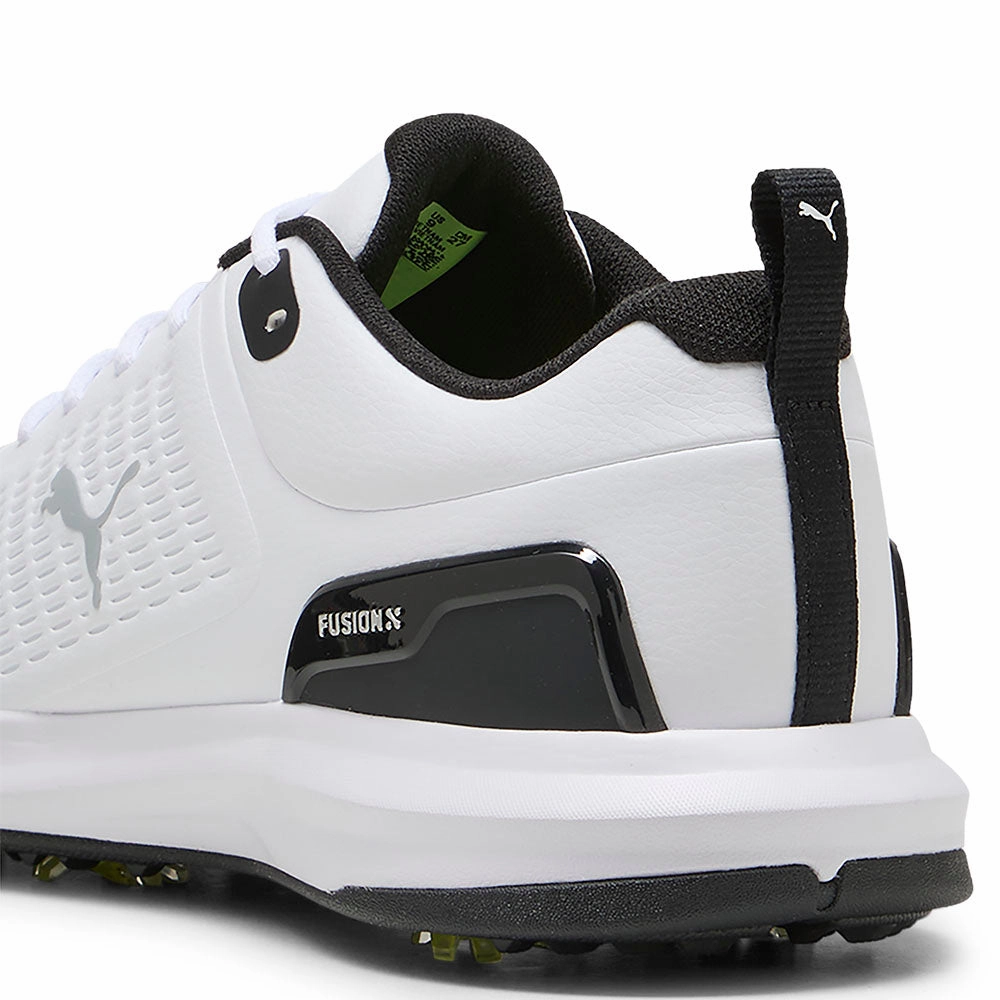 Puma Fusion Plus Spiked Waterproof Shoes - White/Black Golf Tour Performance