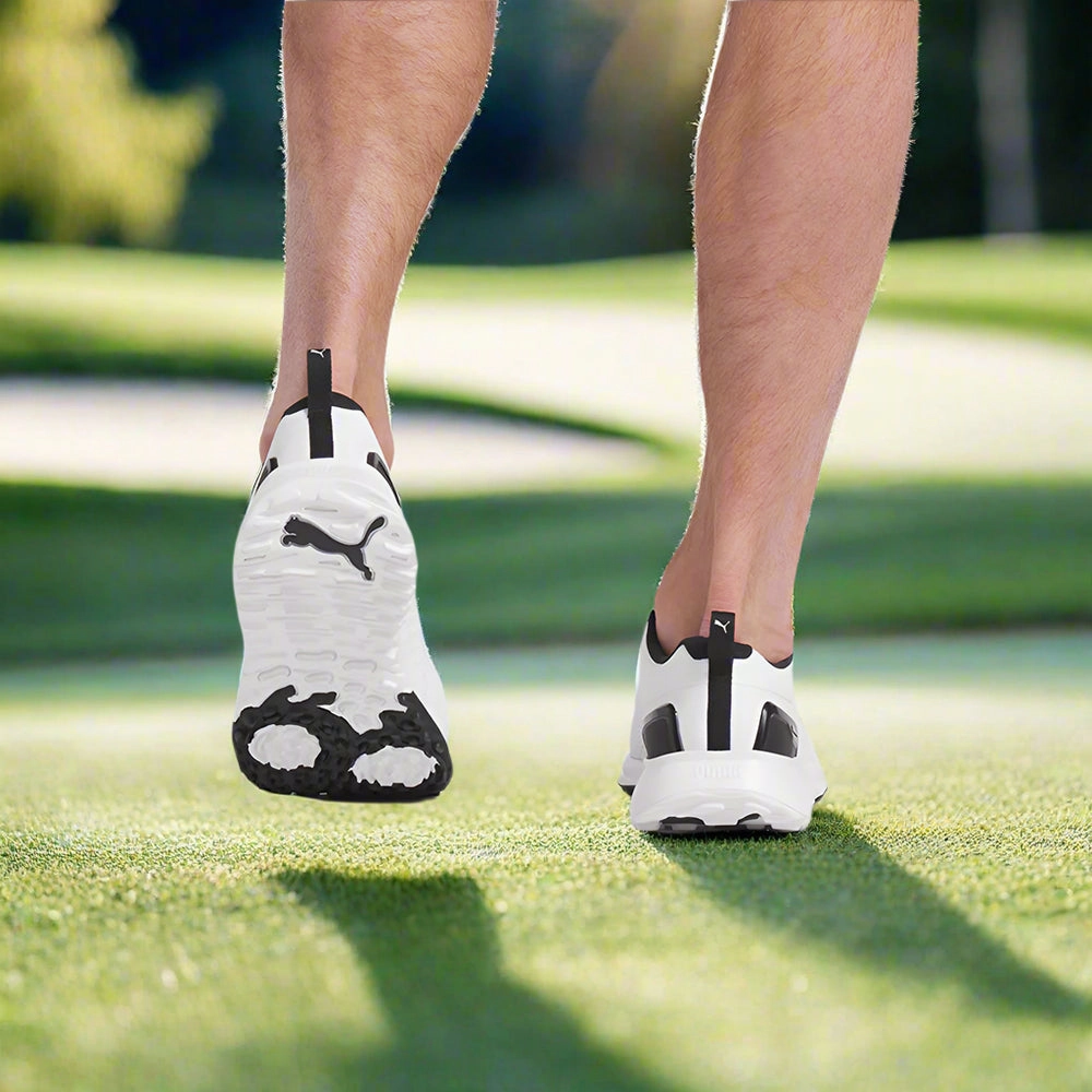 Puma Fusion Plus Spiked Waterproof Shoes - White/Black Golf Tour Performance