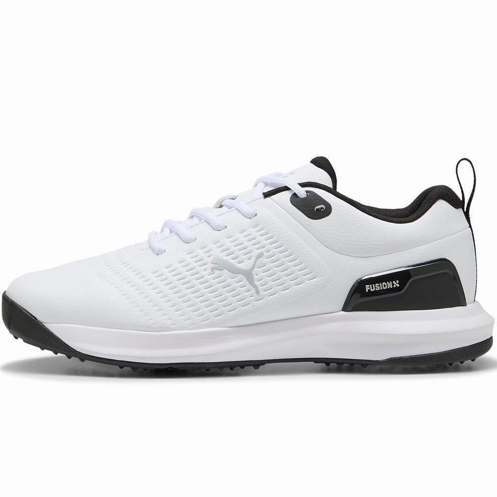 Puma Fusion Plus Spiked Waterproof Shoes - White/Black Golf Tour Performance