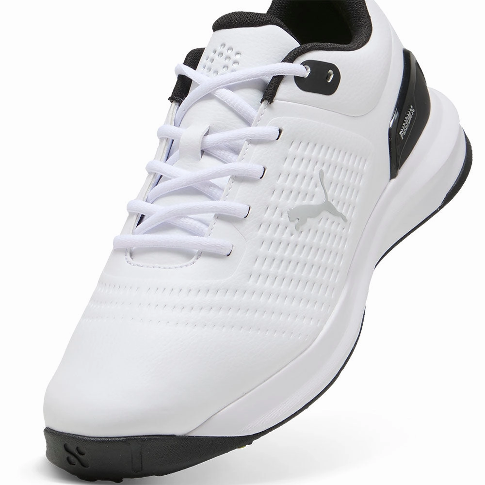 Puma Fusion Plus Spiked Waterproof Shoes - White/Black Golf Tour Performance