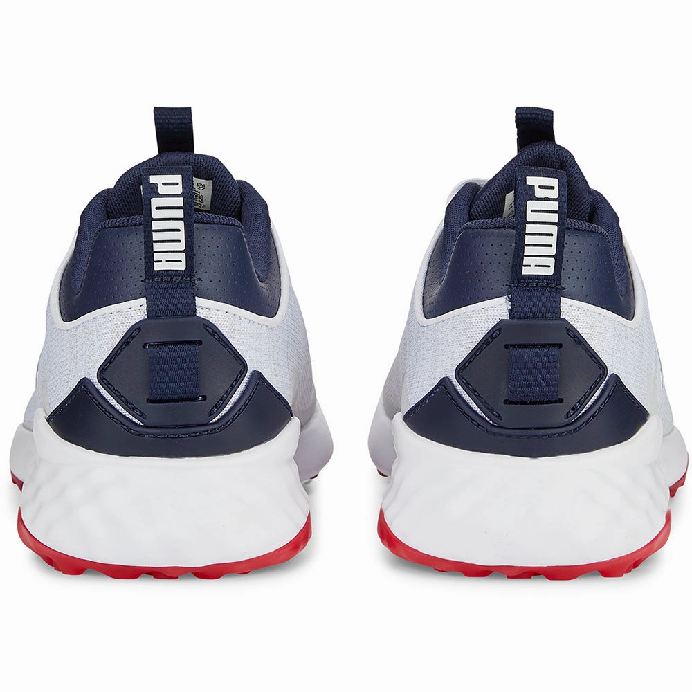 Puma Fusion Pro Spikeless Shoes - White/Blue/Red Golf Tour Performance