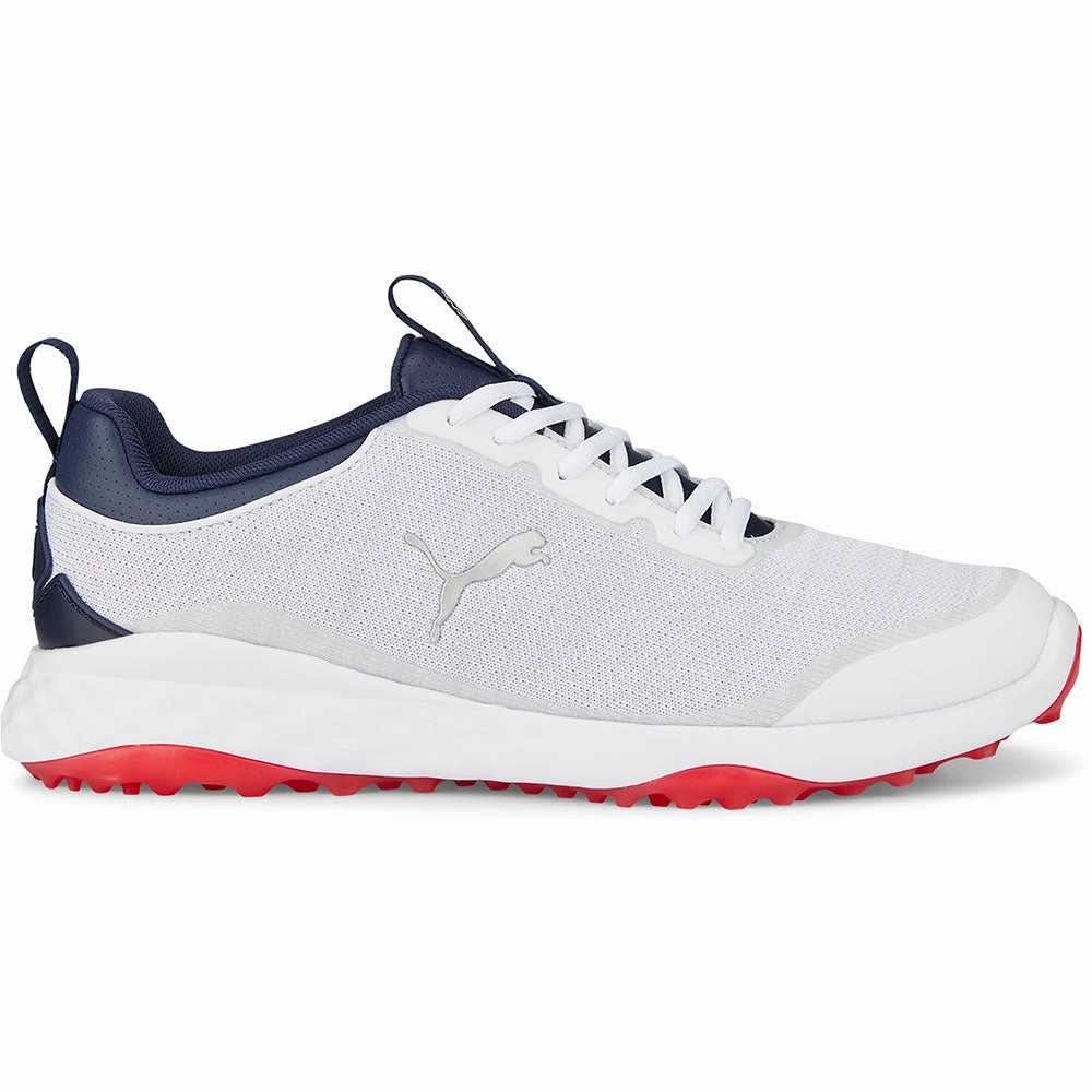 Puma Fusion Pro Spikeless Shoes - White/Blue/Red Puma golf footwear options