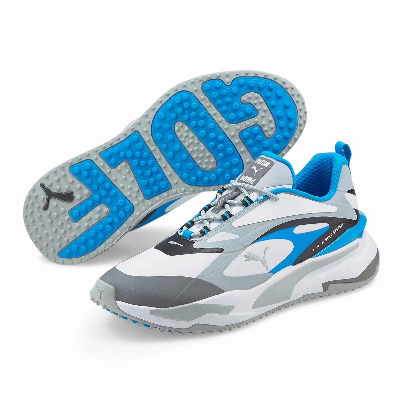 Puma GS-Fast Spikeless Golf Shoes - Puma White/Quarry/Ocean Drive Chic Platform Sneakers