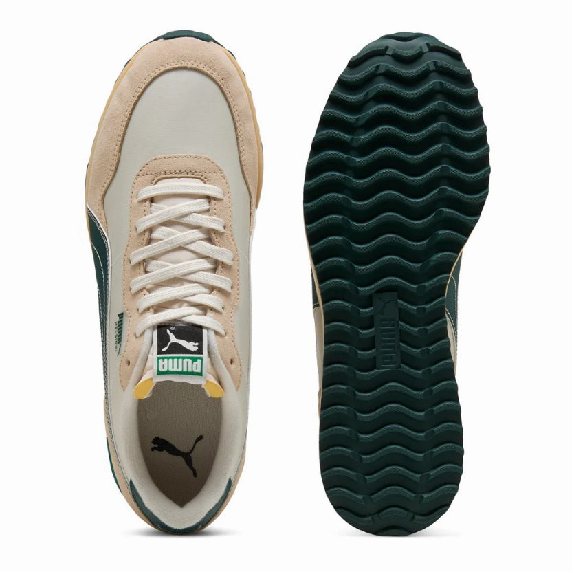 Puma Helsinki G Spikeless Golf Shoes - Frosted Ivory/Green Terrain/Light Straw Chic Platform Sneakers