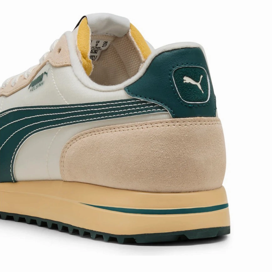 Puma Helsinki G Spikeless Golf Shoes - Frosted Ivory/Green Terrain/Light Straw Chic Platform Sneakers