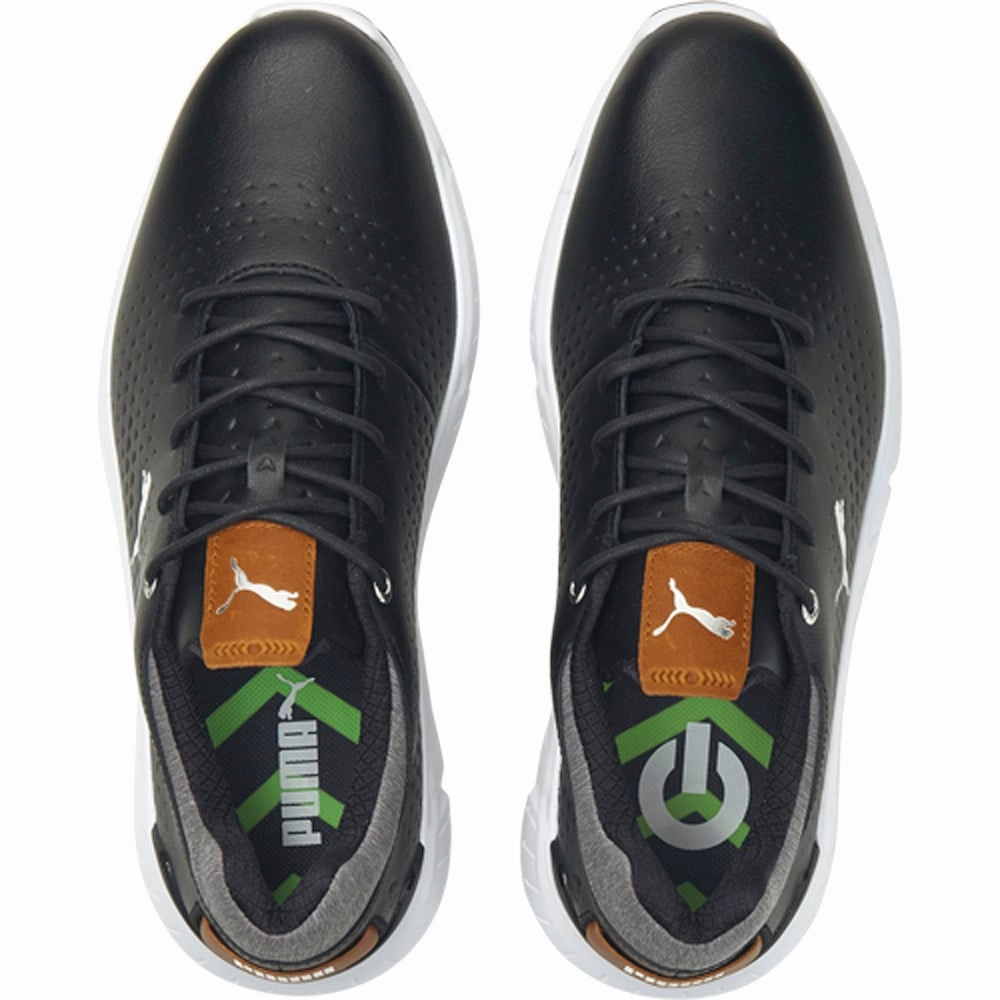 Puma IGNITE Articulate Leather Spiked Waterproof Shoes - Black/Silver Golf Tour Performance