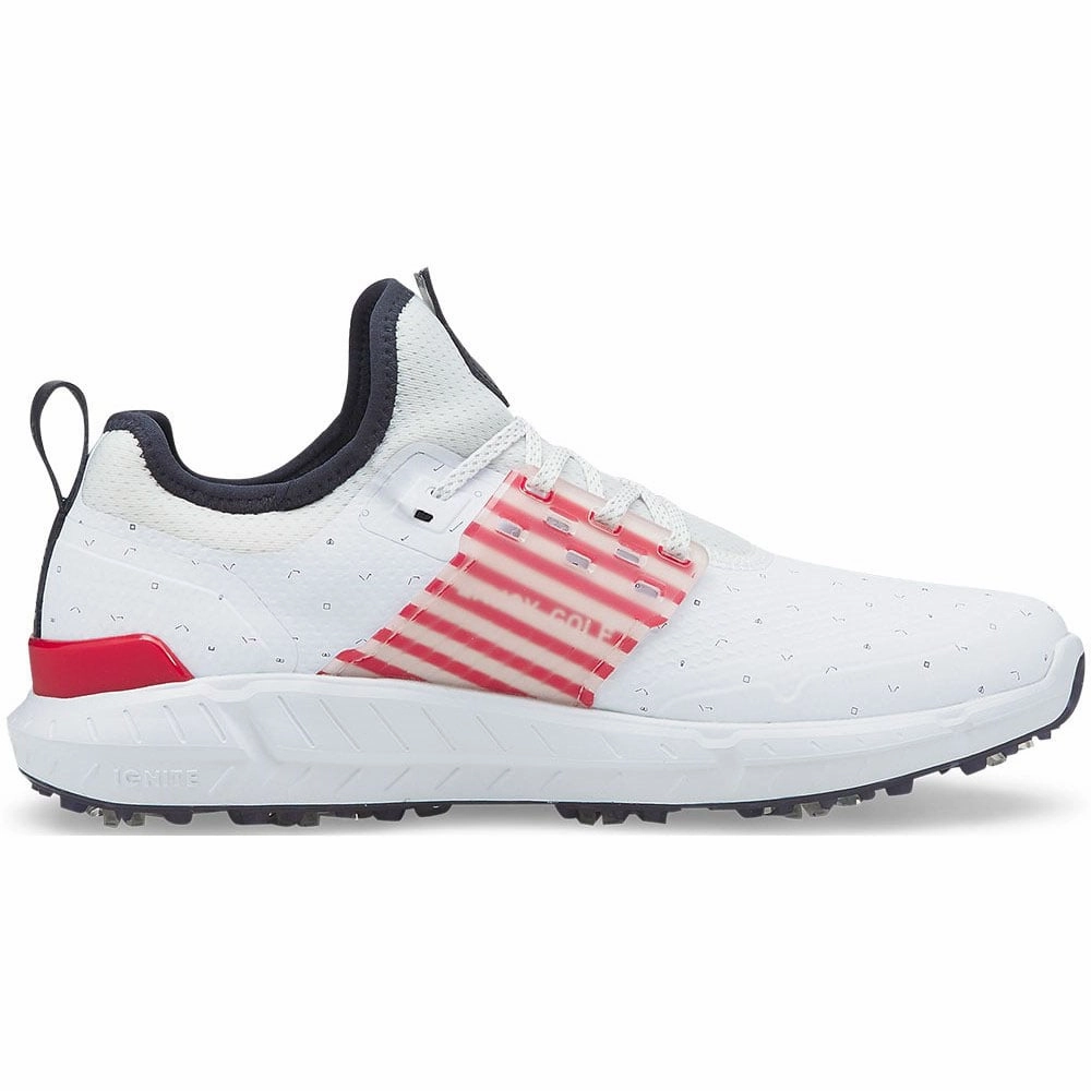 Puma IGNITE Articulate Ltd Edition Love H8 Spiked Waterproof Shoes - White/Silver/Ski Patrol Golf Tour Performance