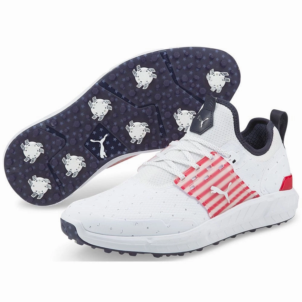 Puma IGNITE Articulate Ltd Edition Love H8 Spiked Waterproof Shoes - White/Silver/Ski Patrol Golf Tour Performance