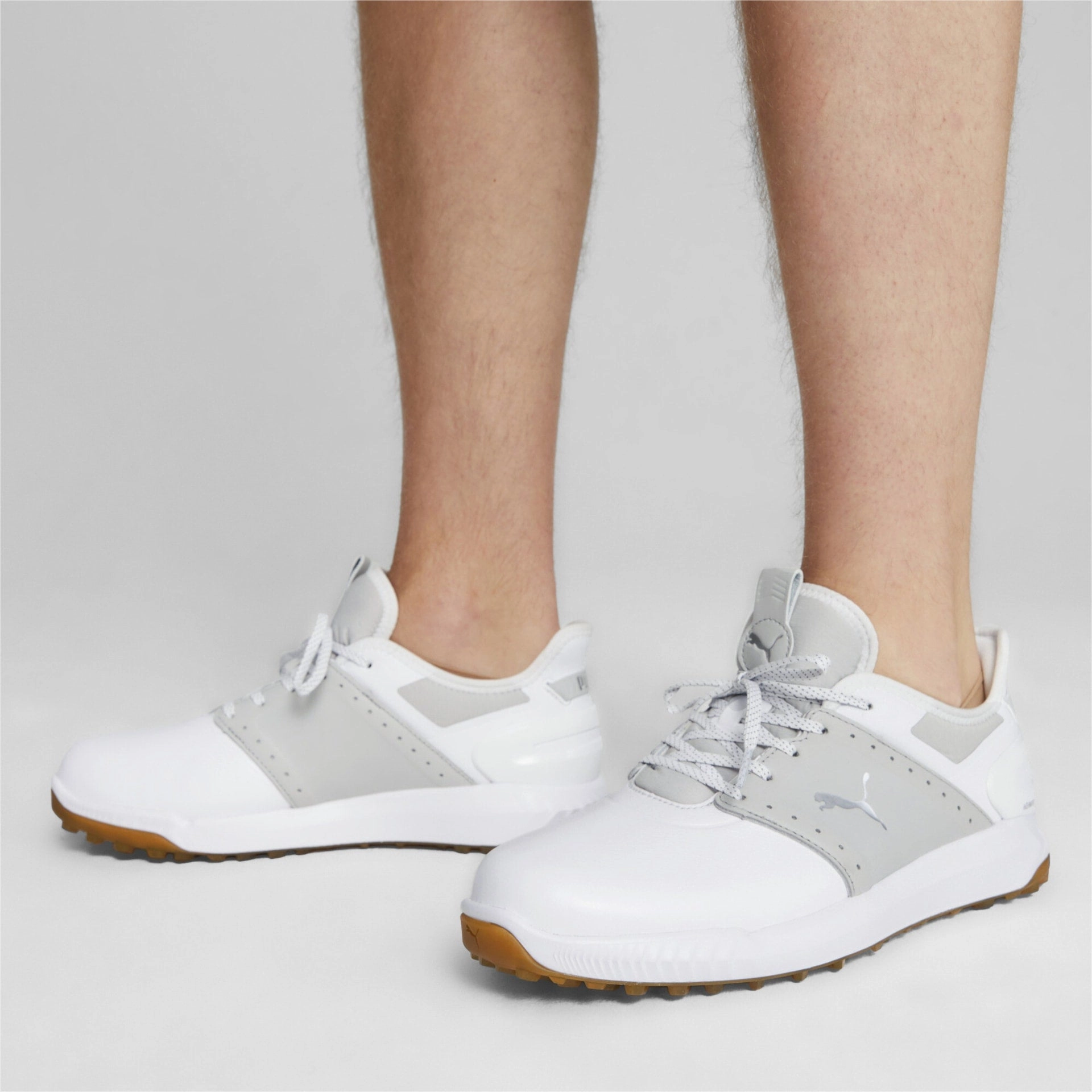 Puma Ignite Elevate Crafted Golf Shoes - Puma White/ Ash Grey Soft Grip Golf Shoes