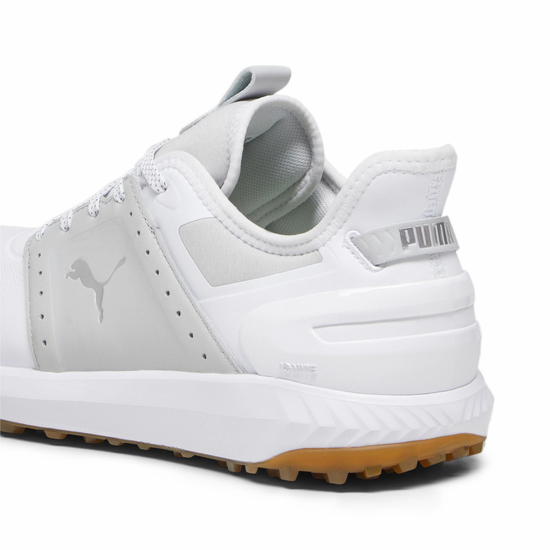 Puma Ignite Elevate Crafted Golf Shoes - Puma White/ Ash Grey Soft Grip Golf Shoes