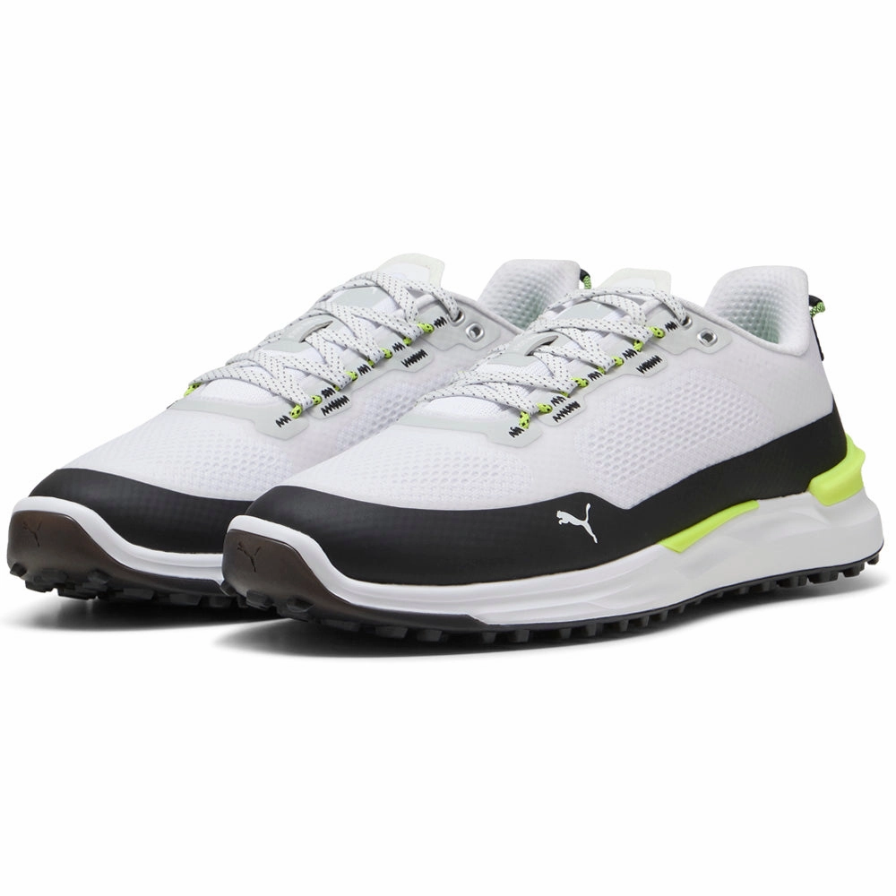 Puma IGNITE Elevate X Spikeless Waterproof Shoes - White/Black/Safety Yellow Golf Tour Performance