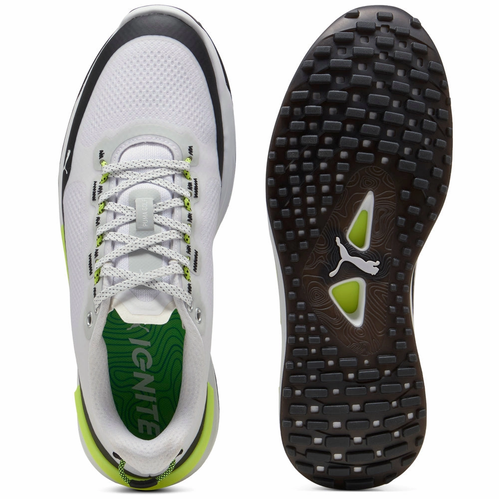 Puma IGNITE Elevate X Spikeless Waterproof Shoes - White/Black/Safety Yellow Golf Tour Performance