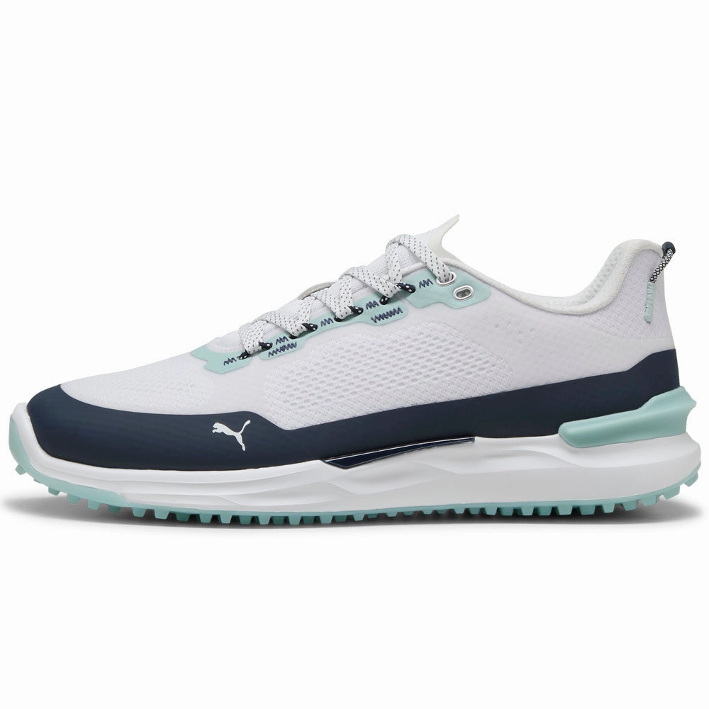 Puma IGNITE Elevate X Spikeless Waterproof Shoes - White/Deep Navy/Modern Mint Golf Tour Performance