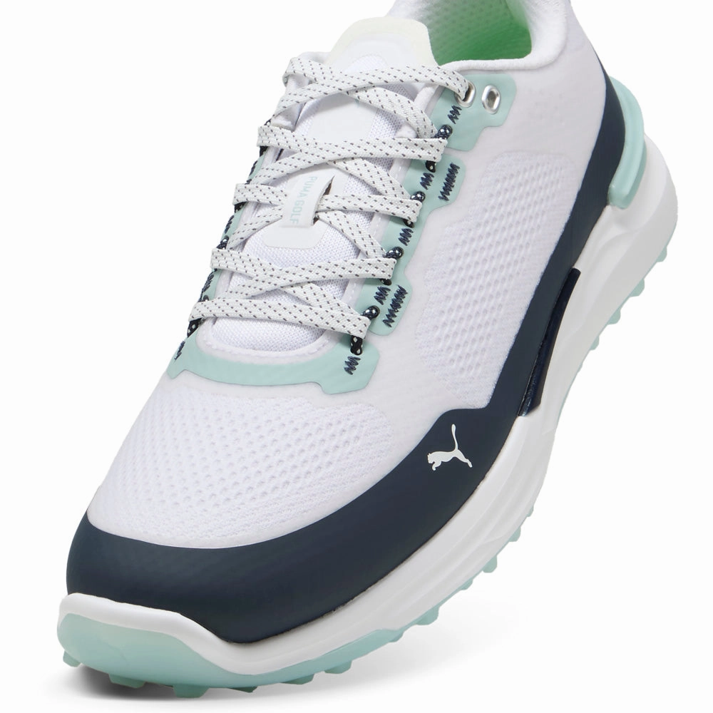 Puma IGNITE Elevate X Spikeless Waterproof Shoes - White/Deep Navy/Modern Mint Golf Tour Performance