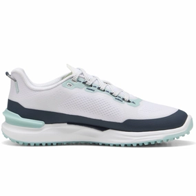 Puma IGNITE Elevate X Spikeless Waterproof Shoes - White/Deep Navy/Modern Mint Puma golf footwear options