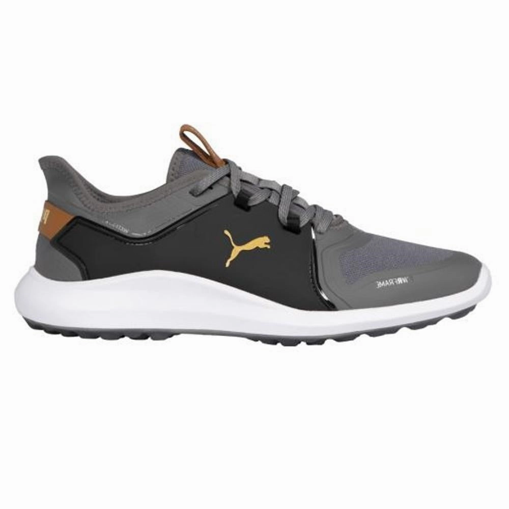 Puma IGNITE FASTEN8 Wide Golf Shoes - Quiet Shade/Gold/Black Spikeless golf footwear
