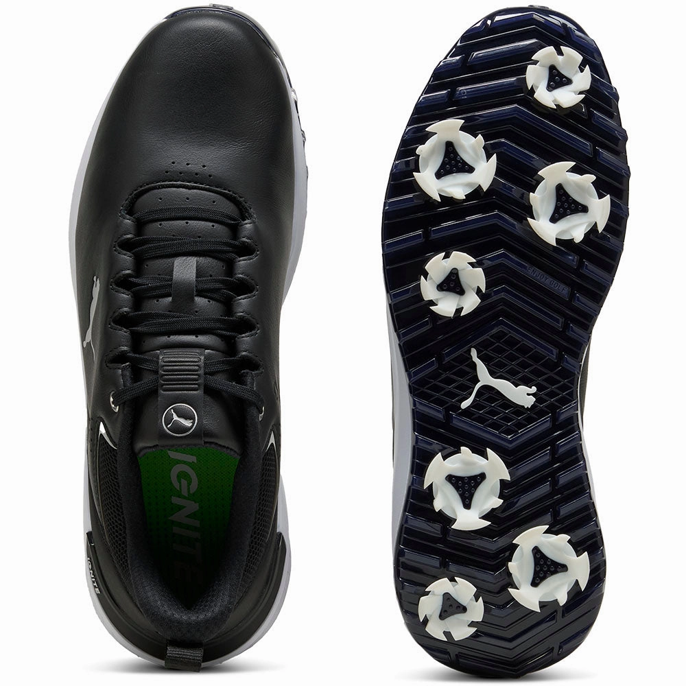 Puma IGNITE Innovate Leather Spiked Waterproof Shoes - Black/Silver Golf Tour Performance