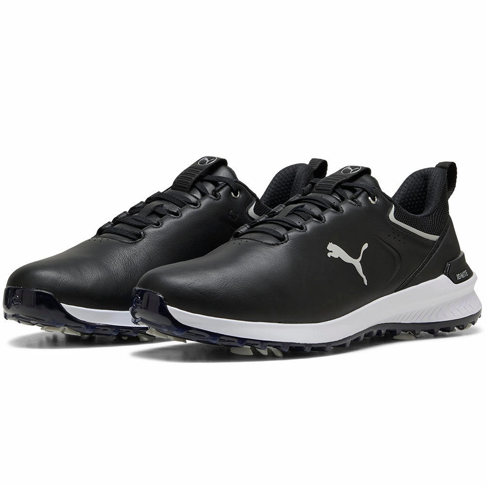 Puma IGNITE Innovate Leather Spiked Waterproof Shoes - Black/Silver Golf Tour Performance