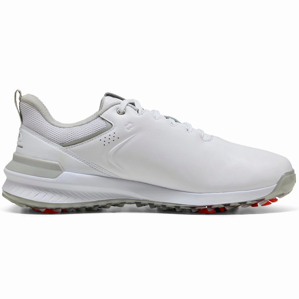 Puma IGNITE Innovate Leather Spiked Waterproof Shoes - White/Ash Gray Puma golf footwear options