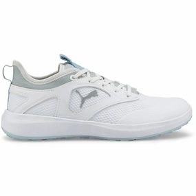 Puma Ladies IGNITE Malibu Spikeless Shoes - White/Silver/Lucite Puma golf footwear options
