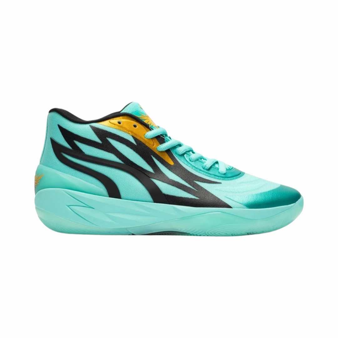 Puma LaMelo Ball MB.02 Honeycomb Turquoise Black Gold Basketball Shoes