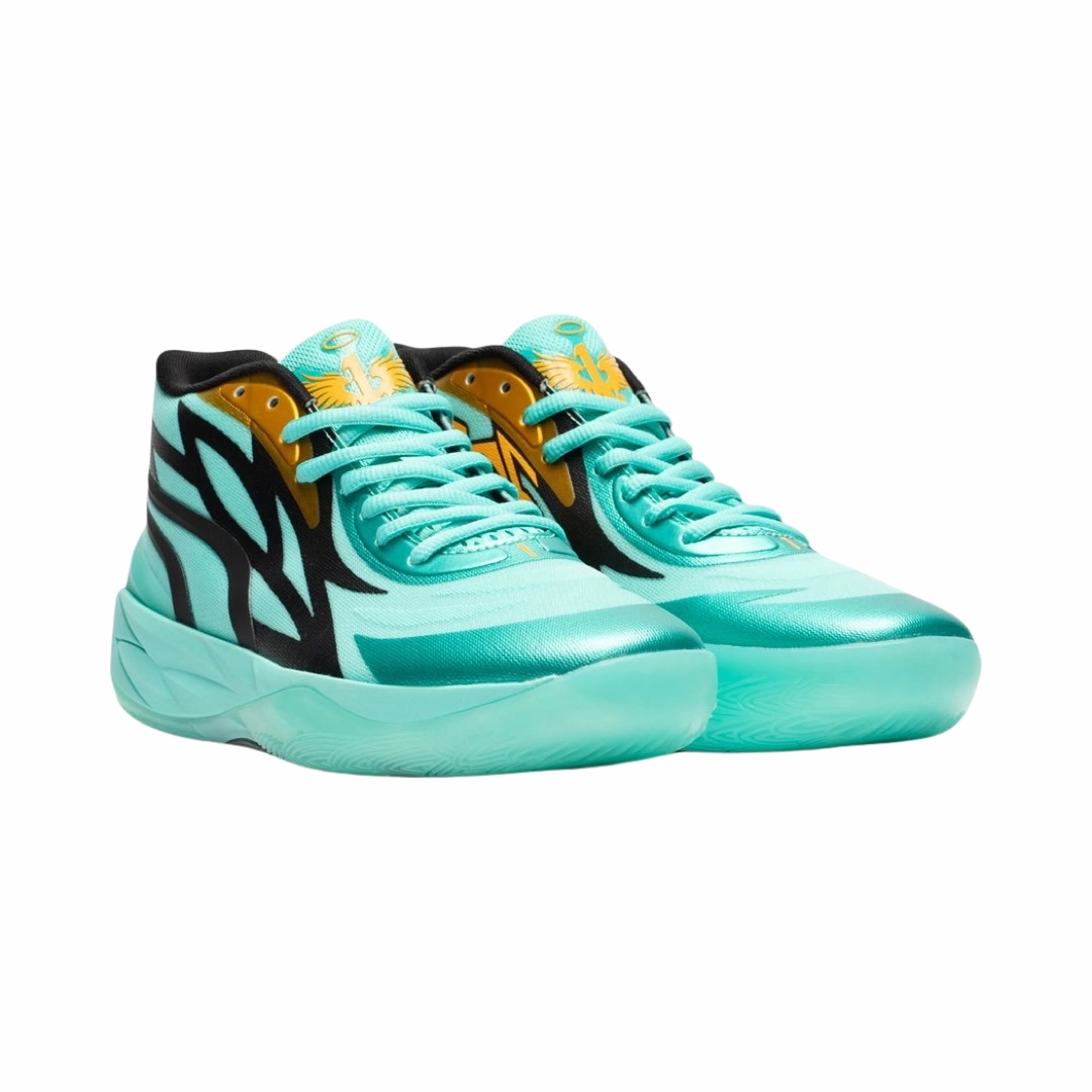 Puma LaMelo Ball MB.02 Honeycomb Turquoise Black Gold Basketball Shoes