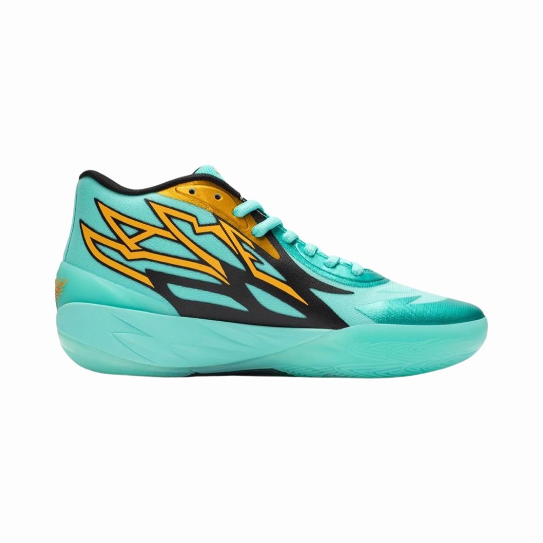Puma LaMelo Ball MB.02 Honeycomb Turquoise Black Gold Basketball Shoes