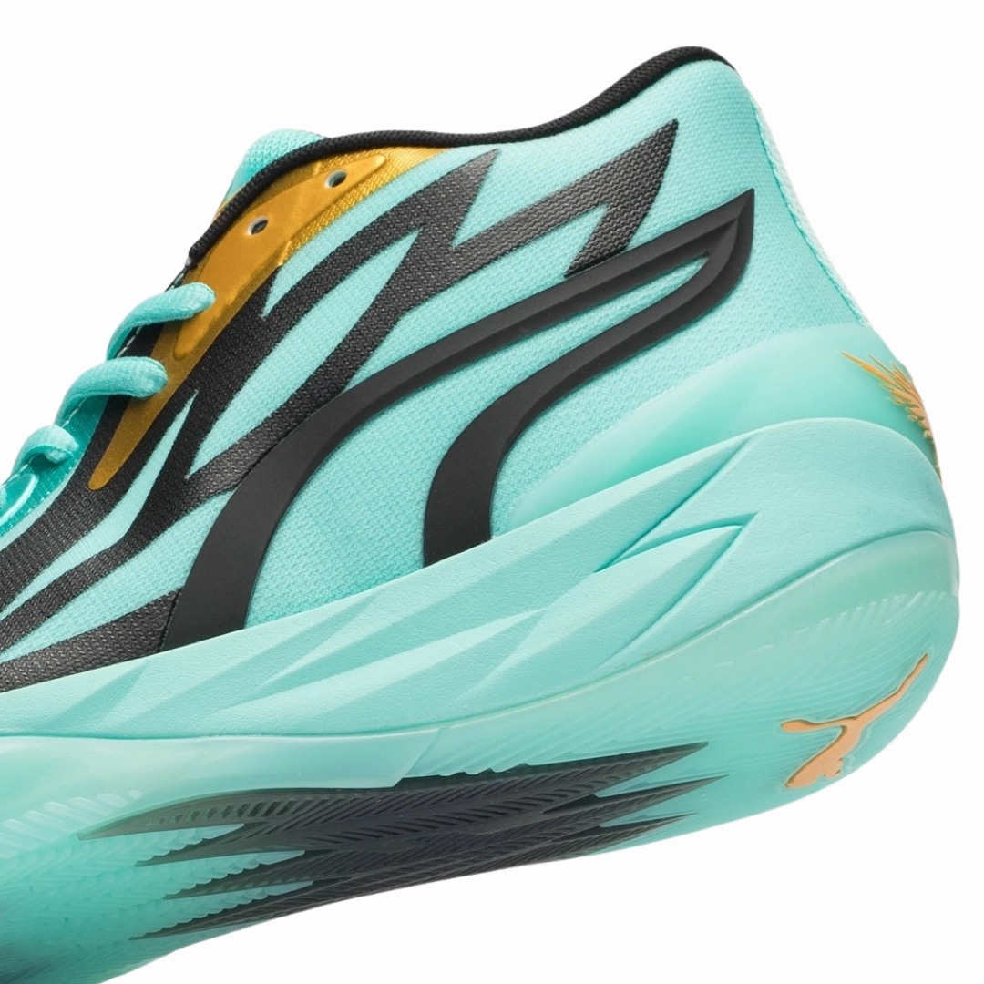 Puma LaMelo Ball MB.02 Honeycomb Turquoise Black Gold Basketball Shoes