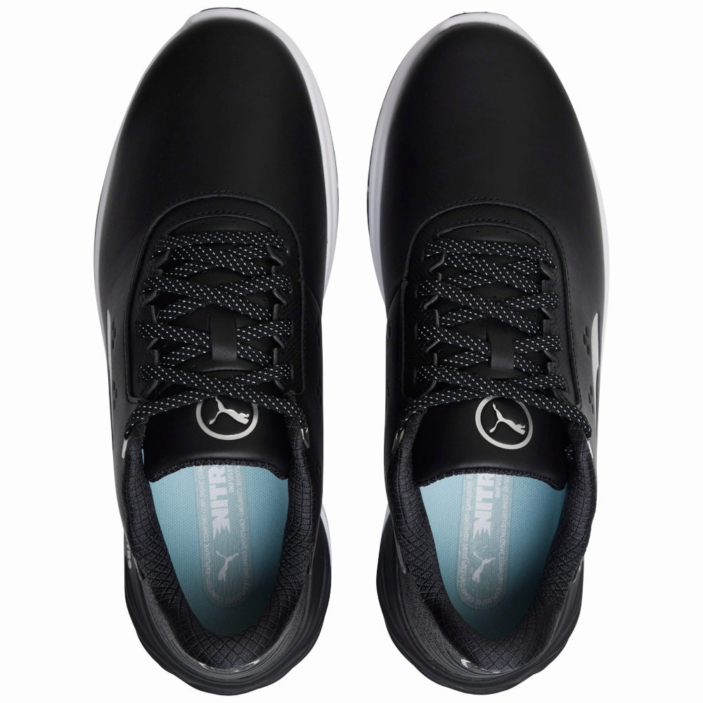 Puma Phantomcat NITRO Spikeless Waterproof Shoes - Black/Silver/Yellow Sizzle Golf Tour Performance