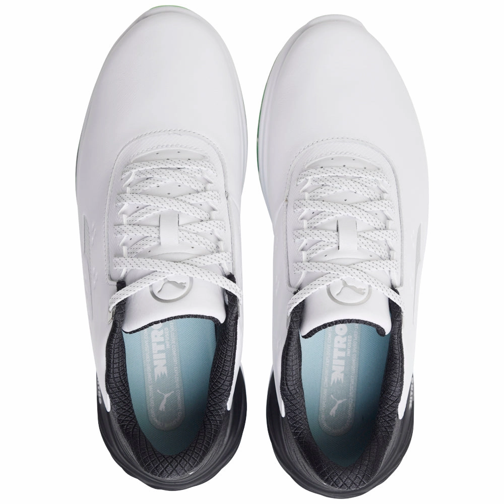 Puma Phantomcat NITRO Spikeless Waterproof Shoes - White/Black/Fluro Green Pes Golf Tour Performance