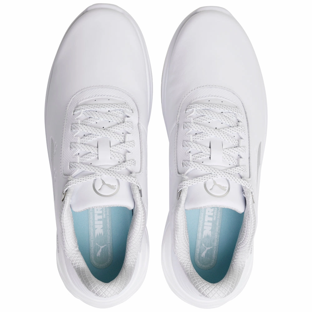 Puma Phantomcat NITRO Spikeless Waterproof Shoes - White/Silver/Ash Gray Golf Tour Performance