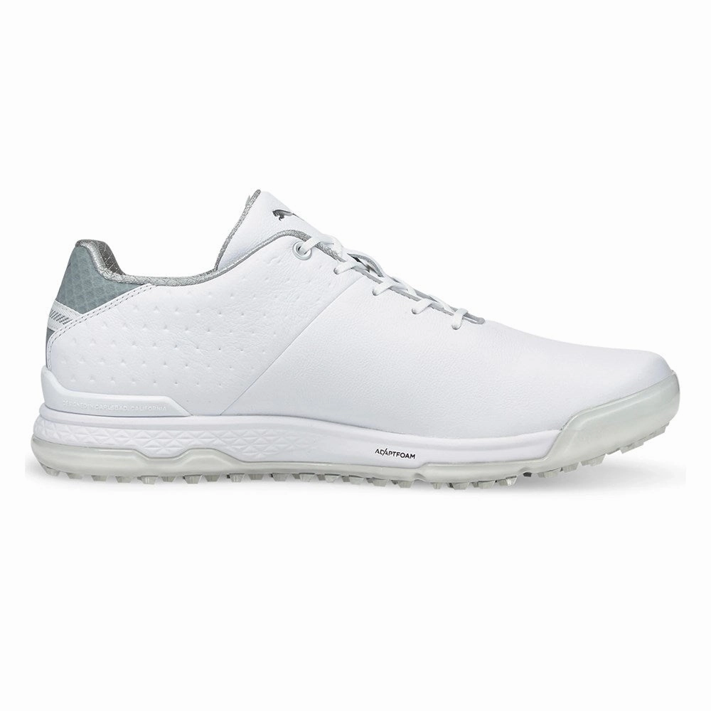 Puma PROADAPT ALPHACAT Leather Golf Shoes - Puma White/Puma Silver Soft Grip Golf Shoes
