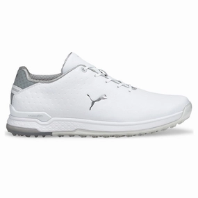Puma PROADAPT ALPHACAT Leather Golf Shoes - Puma White/Puma Silver Puma golf shoe styles