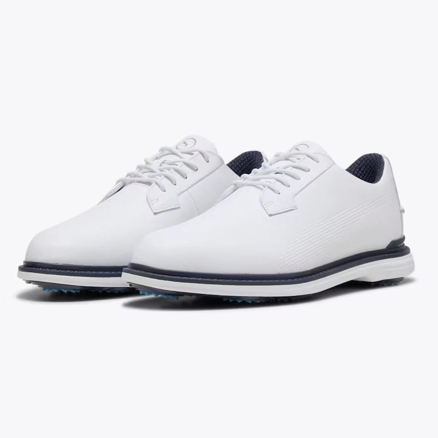 Puma Royale Players Golf Shoes - Puma White/Deep Navy/Team Light Blue Spikeless Swing Shoes