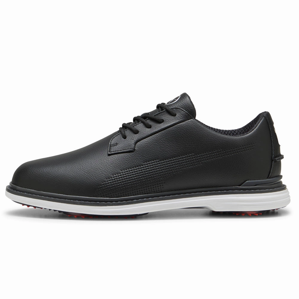 Puma ROYALE Spiked Shoes - Black/Flat Dark Gray/Red Blast Golf Tour Performance