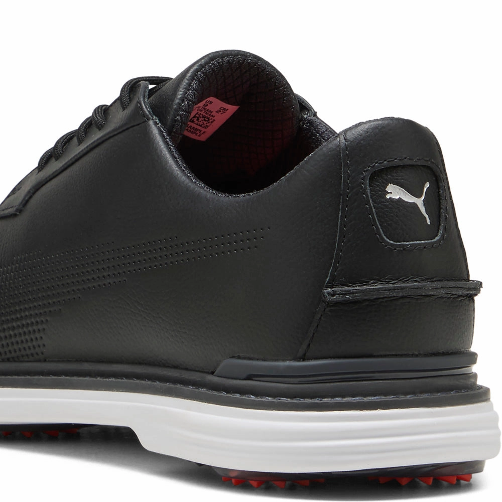 Puma ROYALE Spiked Shoes - Black/Flat Dark Gray/Red Blast Golf Tour Performance
