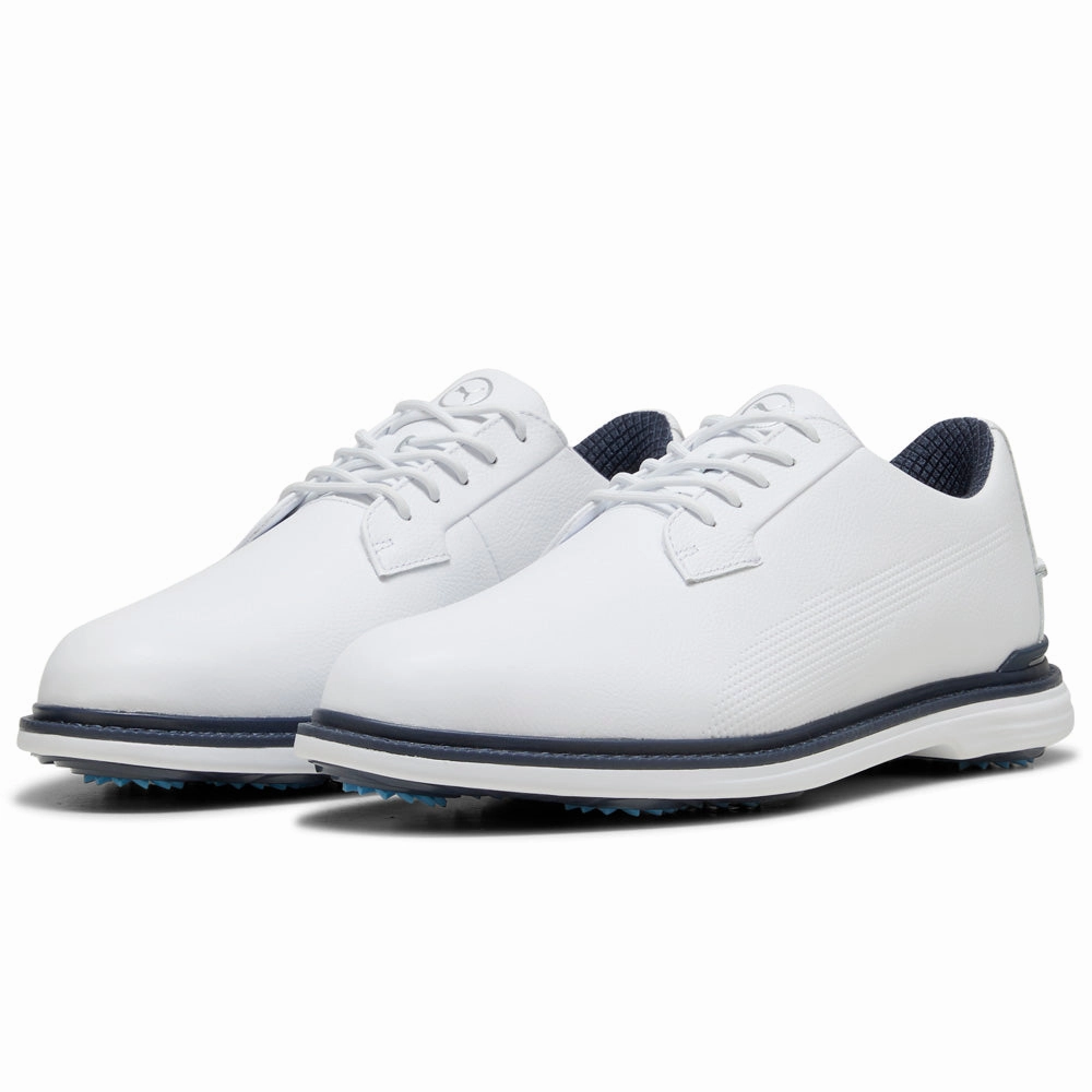 Puma ROYALE Spiked Shoes - White/Deep Navy/Team Light Blue Golf Tour Performance