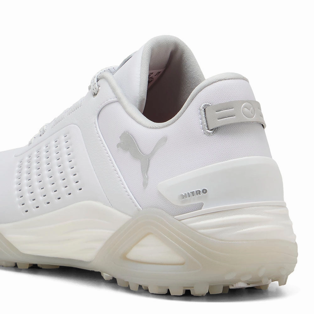 Puma Shadowcat NITRO Leather Spikeless Waterproof Shoes - White/Ash Gray Golf Tour Performance