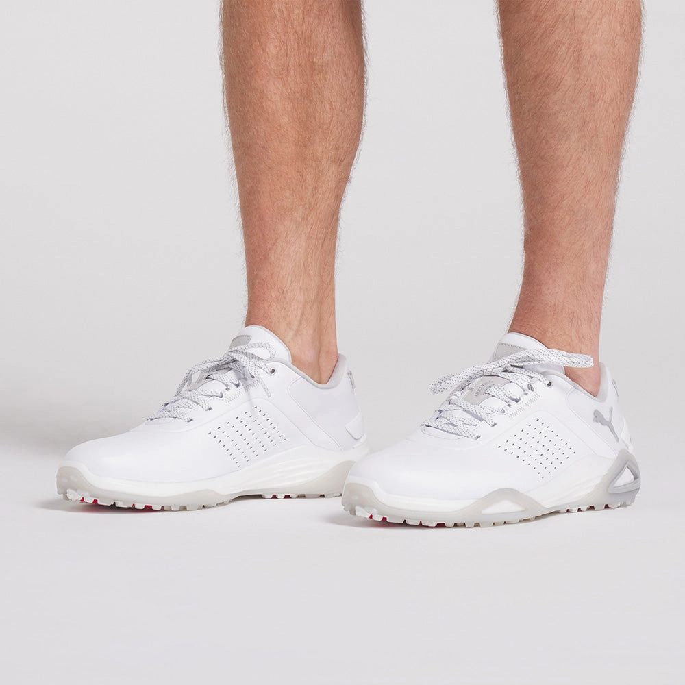 Puma Shadowcat NITRO Leather Spikeless Waterproof Shoes - White/Ash Gray Golf Tour Performance