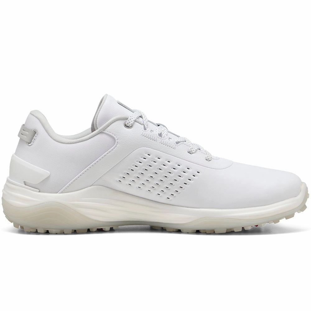 Puma Shadowcat NITRO Leather Spikeless Waterproof Shoes - White/Ash Gray Puma golf footwear options