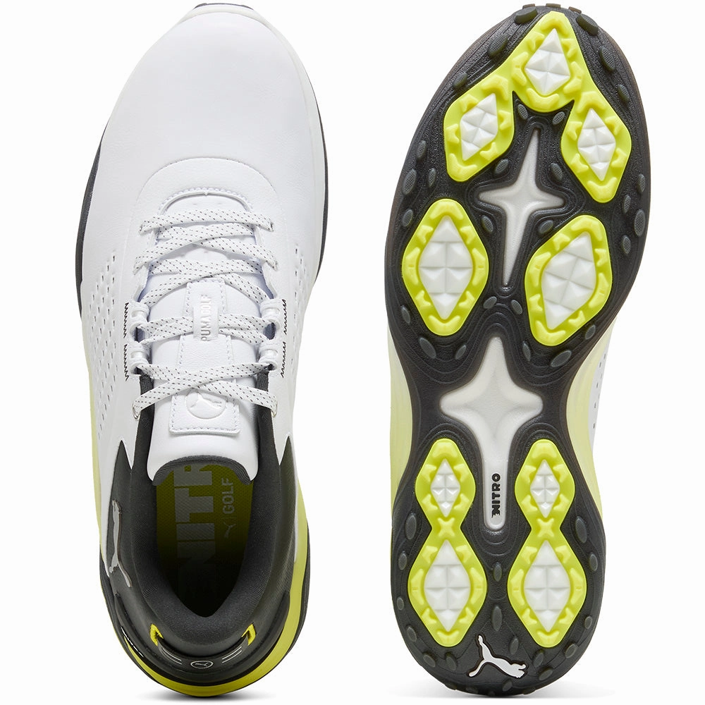 Puma Shadowcat NITRO Leather Spikeless Waterproof Shoes - White/Black Golf Tour Performance
