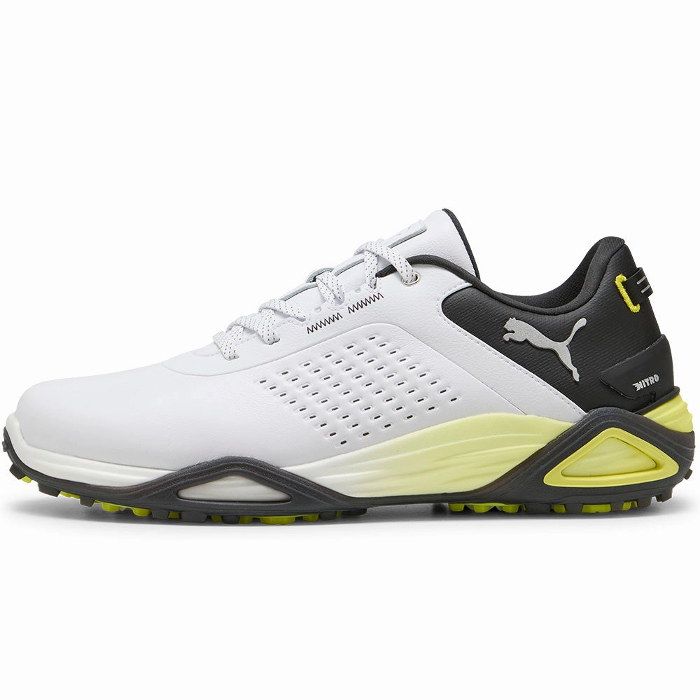 Puma Shadowcat NITRO Leather Spikeless Waterproof Shoes - White/Black Golf Tour Performance