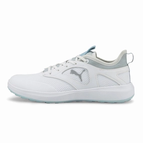 Puma Women's IGNITE Malibu Spikeless Golf Shoes - Puma White/ Puma Silver/ Lucite Spikeless golf footwear