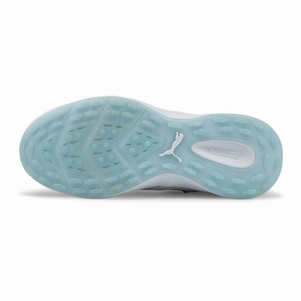 Puma Women's IGNITE Malibu Spikeless Golf Shoes - Puma White/ Puma Silver/ Lucite Chic Platform Sneakers