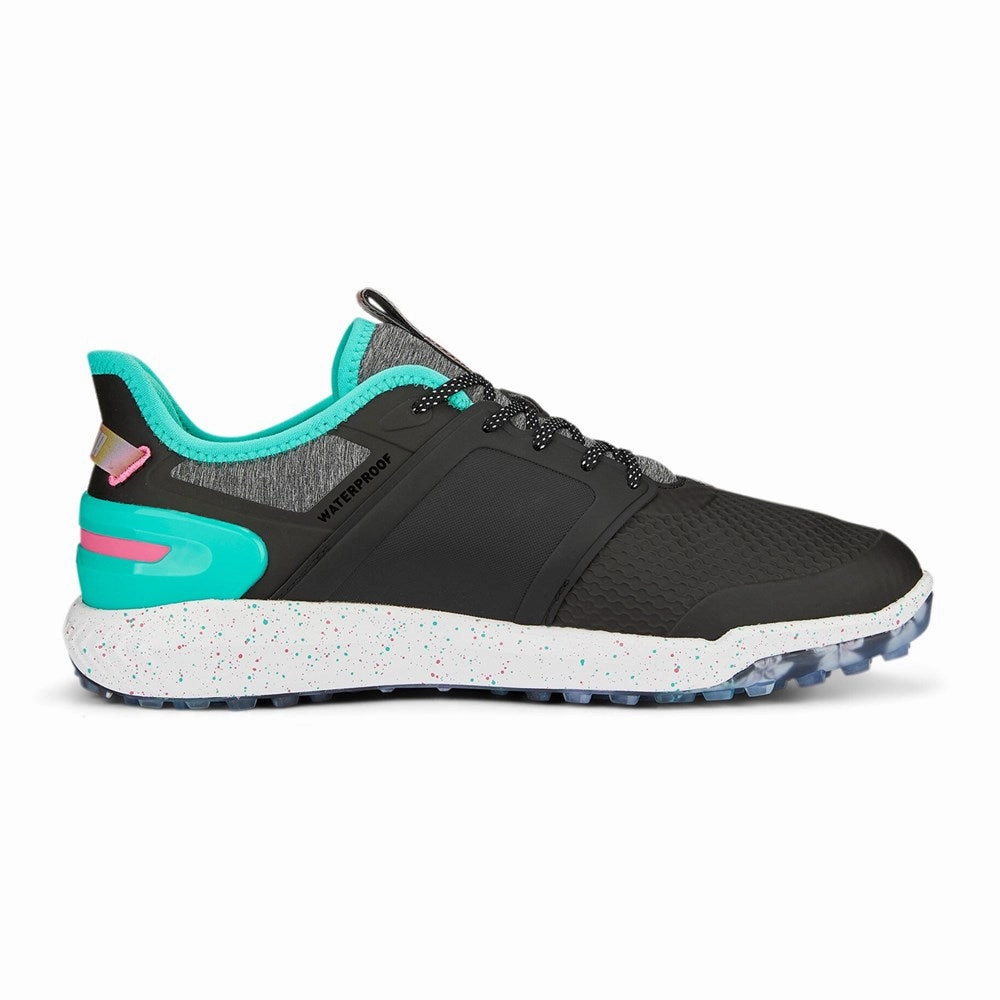 Puma x PTC IGNITE Elevate Spikeless Golf Shoes - Puma Black/ Aqua Green/ Shocking Pink Chic Platform Sneakers